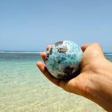 Larimar Sphere, 387g Dominican Stone Crystal Ball for Home Decor & Collectors