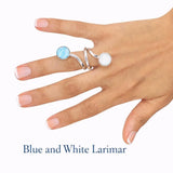 Larimar Bypass Wrap Ring – Dual Stone 925 Sterling Silver