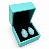 Larimar Teardrop Stud Earrings – Bezel Set 925 Sterling Silver