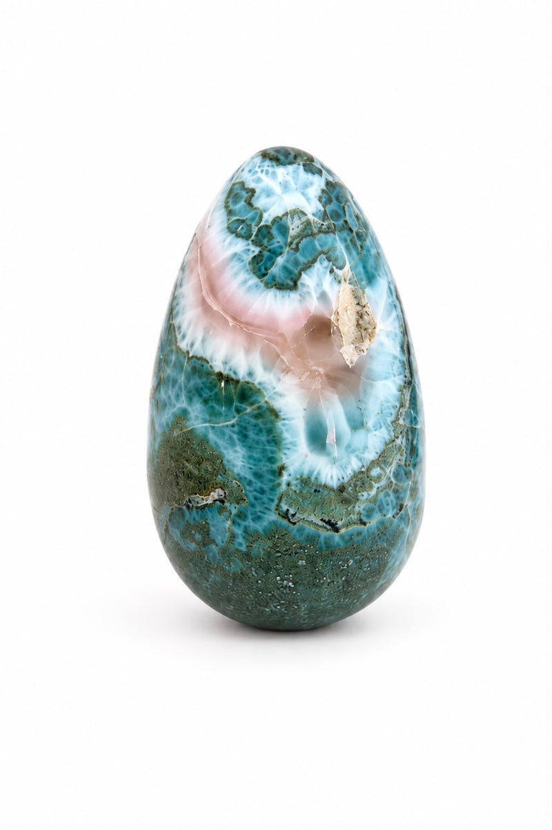 Larimar Egg, Rare Stone Collector Specimen for Home Decor & Reiki