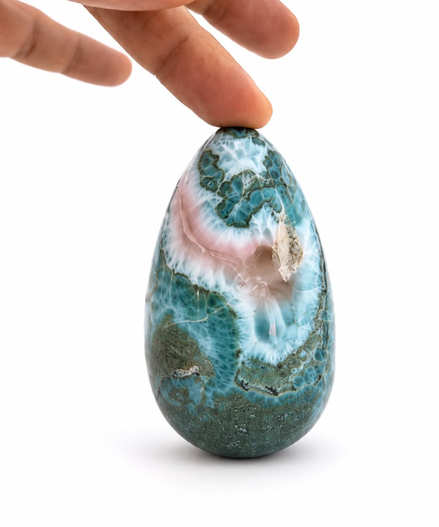 Larimar Egg, Rare Stone Collector Specimen for Home Decor & Reiki