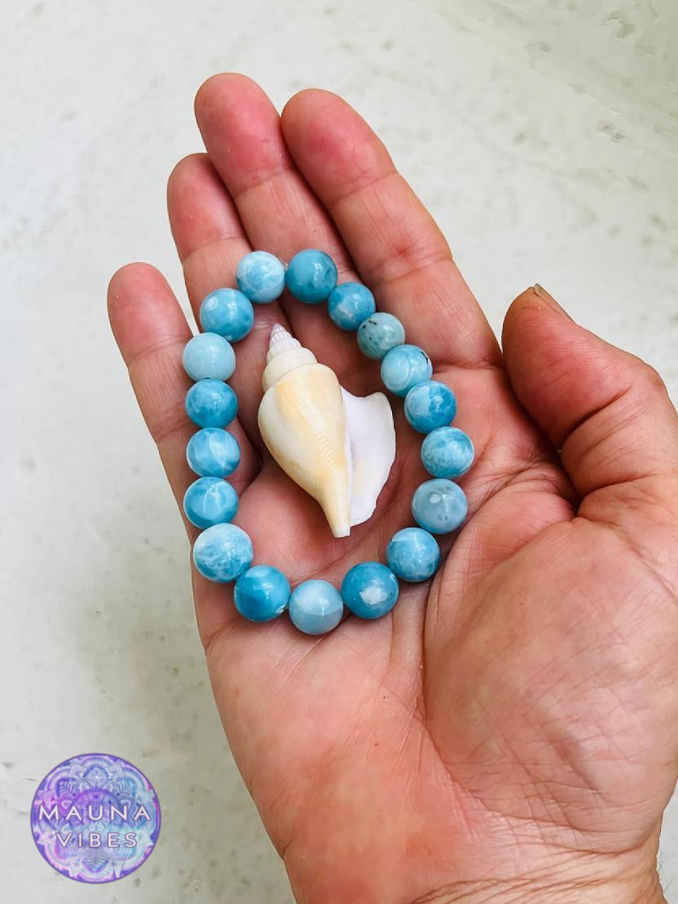 Genuine Larimar Bracelet – 8mm-9mm Beads from Dominican Republic