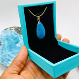Super Blue Larimar Gold Plated Pendant