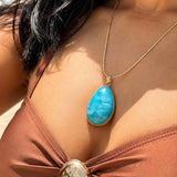 Super Blue Larimar Gold Plated Pendant