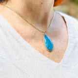 Super Blue Larimar Gold Plated Pendant