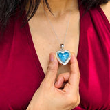 Larimar Heart Pendant - Super Blue AAA+ 925 Sterling Silver Fine Larimar Jewelry
