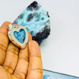 Larimar Heart Pendant - Super Blue AAA+ 925 Sterling Silver Fine Larimar Jewelry