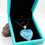 Larimar Heart Pendant - Super Blue AAA+ 925 Sterling Silver Fine Larimar Jewelry