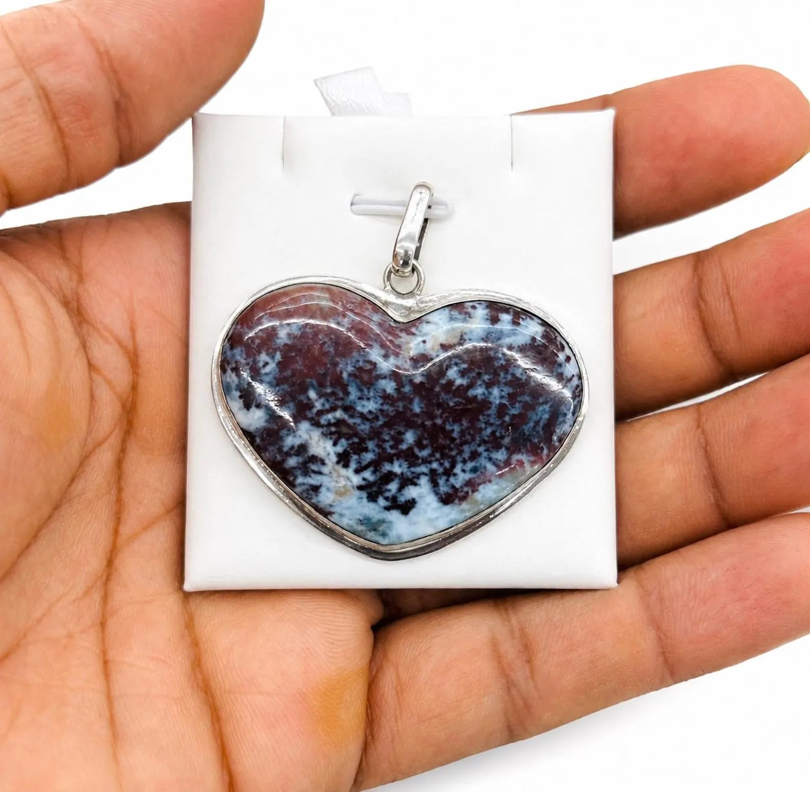 Larimar Jasper Heart Pendant in 925 Sterling Silver