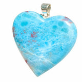 Larimar Heart Pendant- 925 Silver Larimar Specimen Necklace