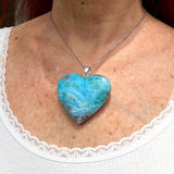 Larimar Heart Pendant- 925 Silver Larimar Specimen Necklace