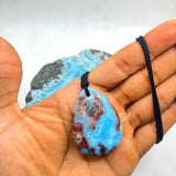 Larimar Jasper Stone Necklace With Red Inclusions for Men & Women