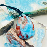 Larimar Jasper Stone Necklace With Red Inclusions for Men & Women