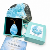 Larimar Teardrop Necklace , Ocean Blue Webbing Pattern for Men & Women