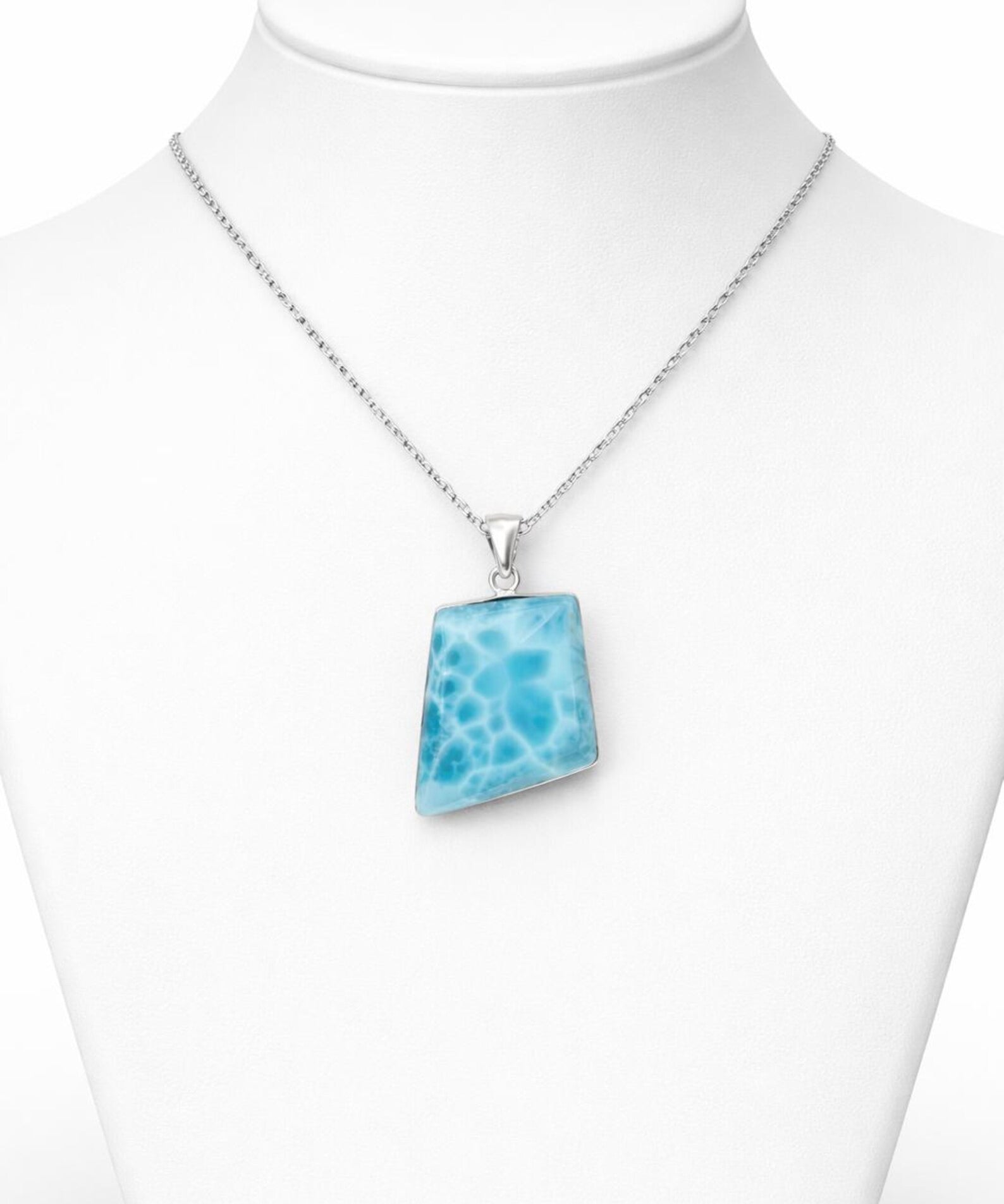 AAA Larimar Trapezoid Pendant in 925 Sterling Silver