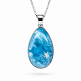 Exclusive Larimar Pendant, AAA+Blue Fractal Sterling Silver Necklace
