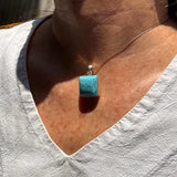AAA Deep Azure Larimar Square Pendant – 925 Sterling Silver