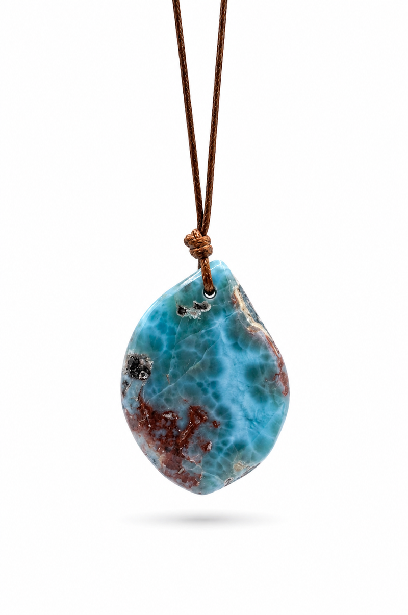 Genuine Larimar Stone Necklace – Handmade in Dominican Republic