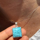 AAA Deep Azure Larimar Square Pendant – 925 Sterling Silver
