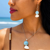 Larimar & Seashell Jewelry Set – Handmade Sterling Silver