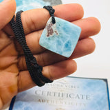 AAA Larimar Cord Necklace, Intense Blue Dominican Stone Unisex