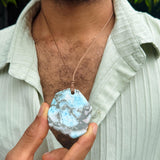 Specimen Larimar Taino Necklace on adjustable Cord for Men & Women