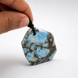 Specimen Larimar Taino Necklace on adjustable Cord for Men & Women