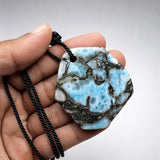 Specimen Larimar Taino Necklace on adjustable Cord for Men & Women