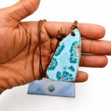Larimar Stone Freefrom Cord Necklace