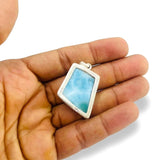 AAA Larimar Trapezoid Pendant in 925 Sterling Silver