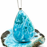 AAA Larimar Teardrop Pendant – Dominican Larimar, Sterling Silver