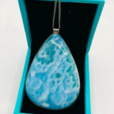 AAA Larimar Teardrop Pendant – Dominican Larimar, Sterling Silver