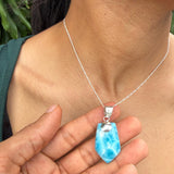 Larimar Pendant, AAA Blue Dominican Stone Unisex 925 Sterling Silver Jewelry