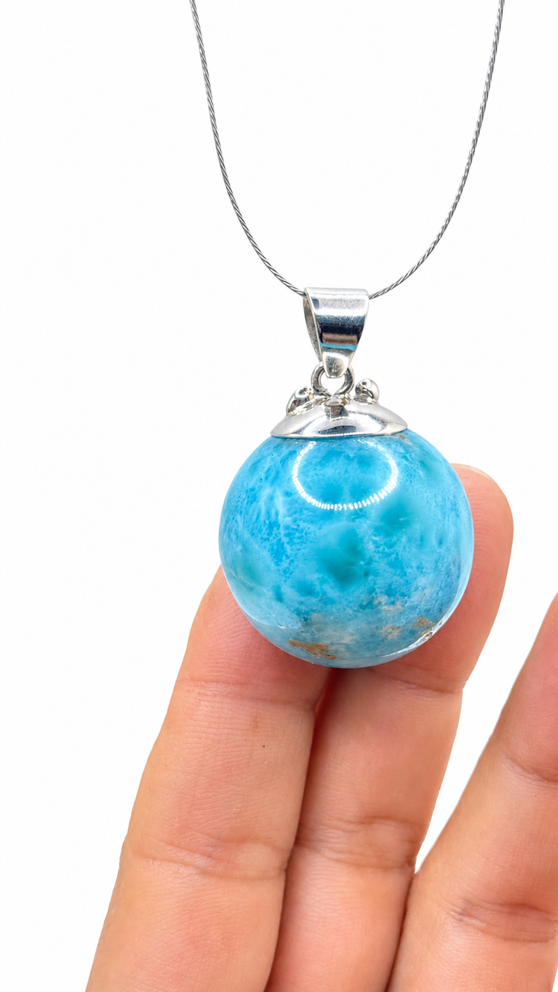 larimar bead necklace pendant