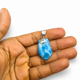 Larimar Pendant, AAA Blue Dominican Stone Unisex 925 Sterling Silver Jewelry