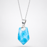 Larimar Pendant, AAA Blue Dominican Stone Unisex 925 Sterling Silver Jewelry