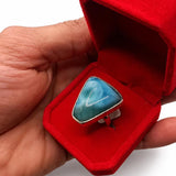 AAA Larimar Triangle Ring – 925 Sterling Silver