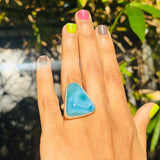 AAA Larimar Triangle Ring – 925 Sterling Silver