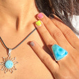 AAA Larimar Triangle Ring – 925 Sterling Silver