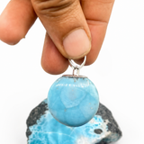 Larimar Circle 925 Sterling Silver Pendant