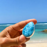 AAA Grade Super Blue Larimar Ring – 925 Sterling Silver Adjustable