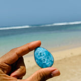 AAA Grade Super Blue Larimar Ring – 925 Sterling Silver Adjustable