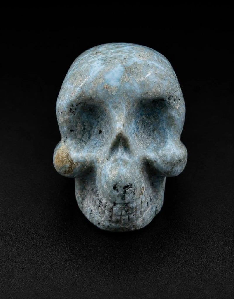 Larimar Skull Carving – Hand Carved Specimen Home Decor Collectors Gift