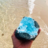 AAA Larimar Slab 1089g – Rare Natural Blue Crystal Collector's Stone