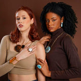 AAA+ Larimar Slab Necklace – Gold Plated Sterling Silver & Dominican Amber