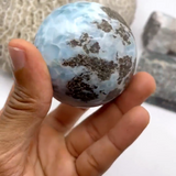 Larimar Sphere, 387g Dominican Stone Crystal Ball for Home Decor & Collectors