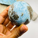 Larimar Sphere, 387g Dominican Stone Crystal Ball for Home Decor & Collectors