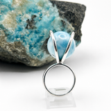 Larimar Spinner Ring – 925 Sterling Silver Sphere