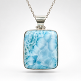 Larimar Square Necklace Pendant
