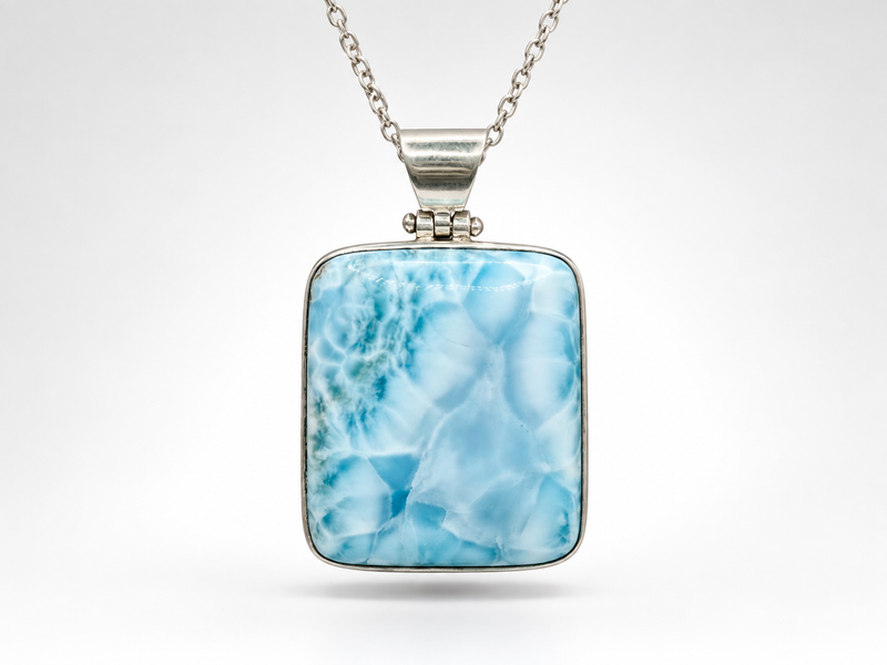 Larimar Square Necklace Pendant
